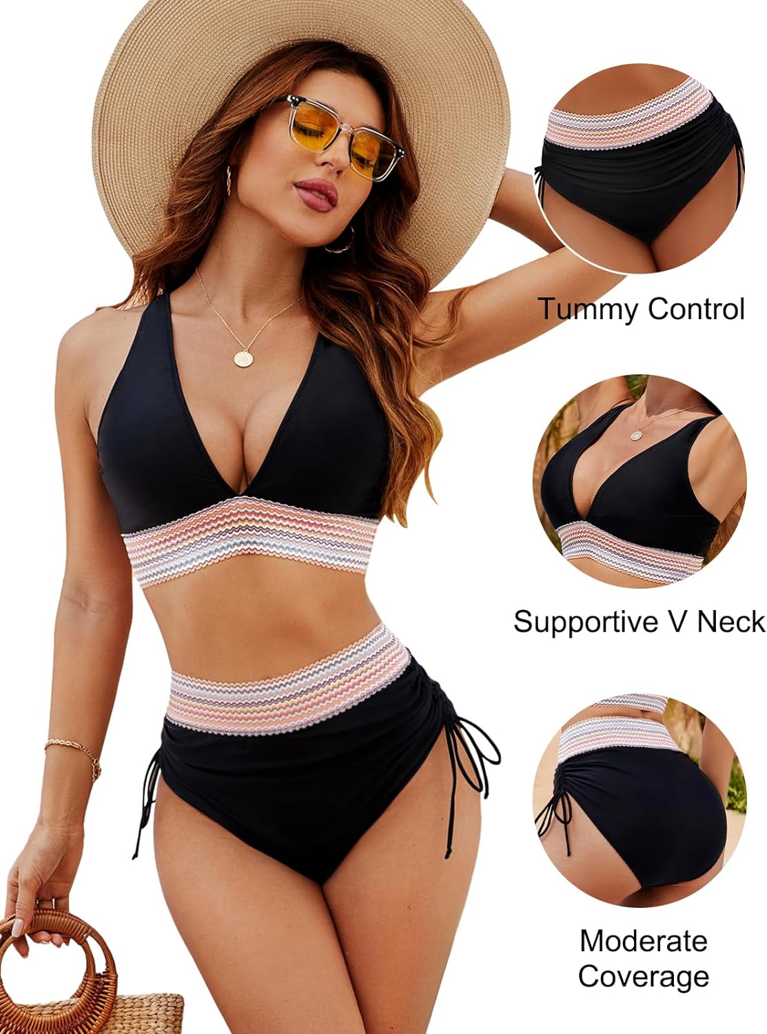 Bikini mit Bauchkontrolle Bauchweg-Effekt & Push-up für Selbstbewusstsein am Strand