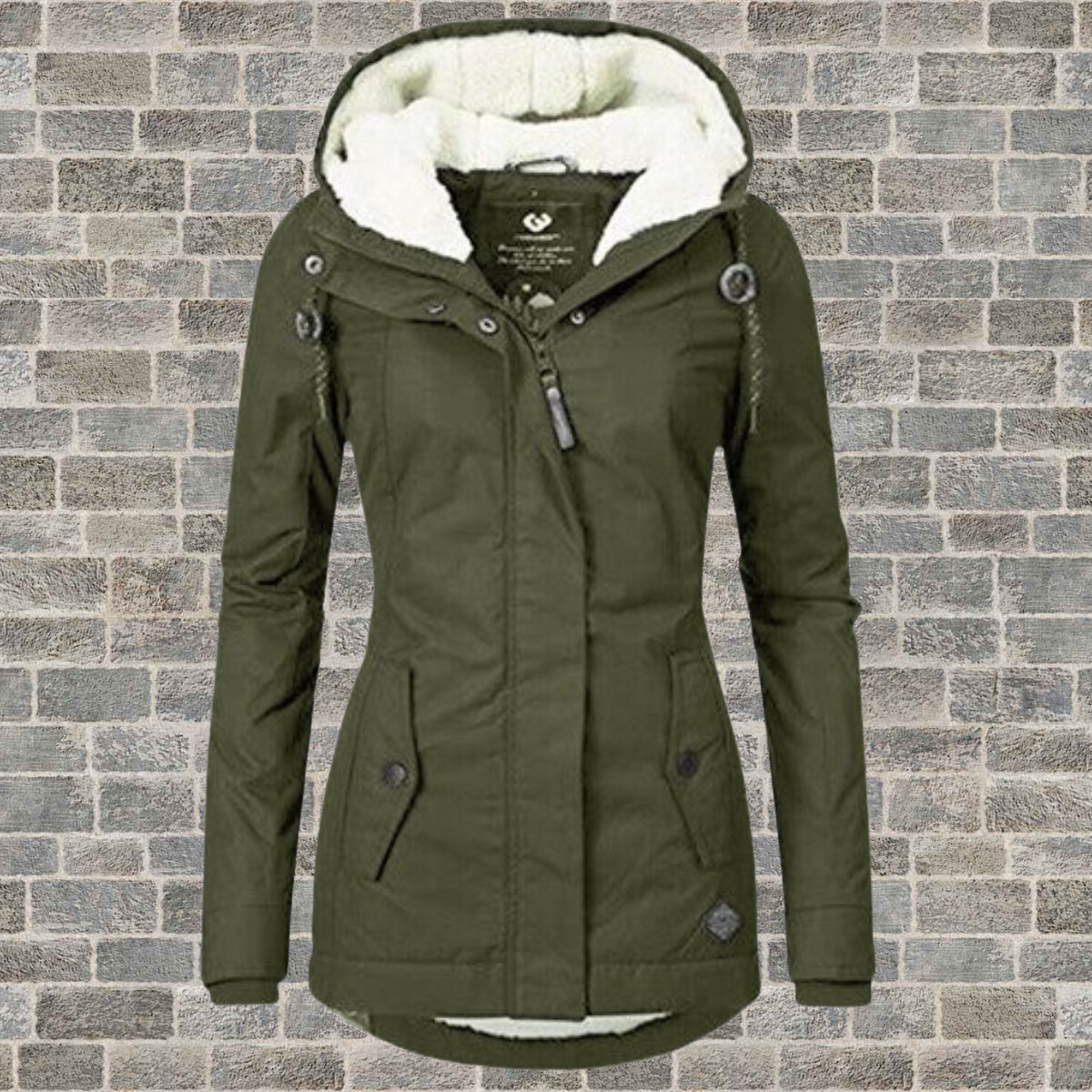 Plissierter Baumwollmantel mit Kapuze – Winterjacke Damen