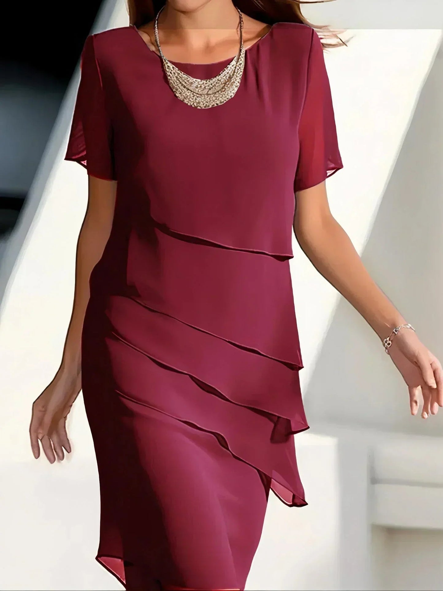 Schlankmachendes Damenkleid - Elegantes Sommerkleid mit Tailliertem Schnitt