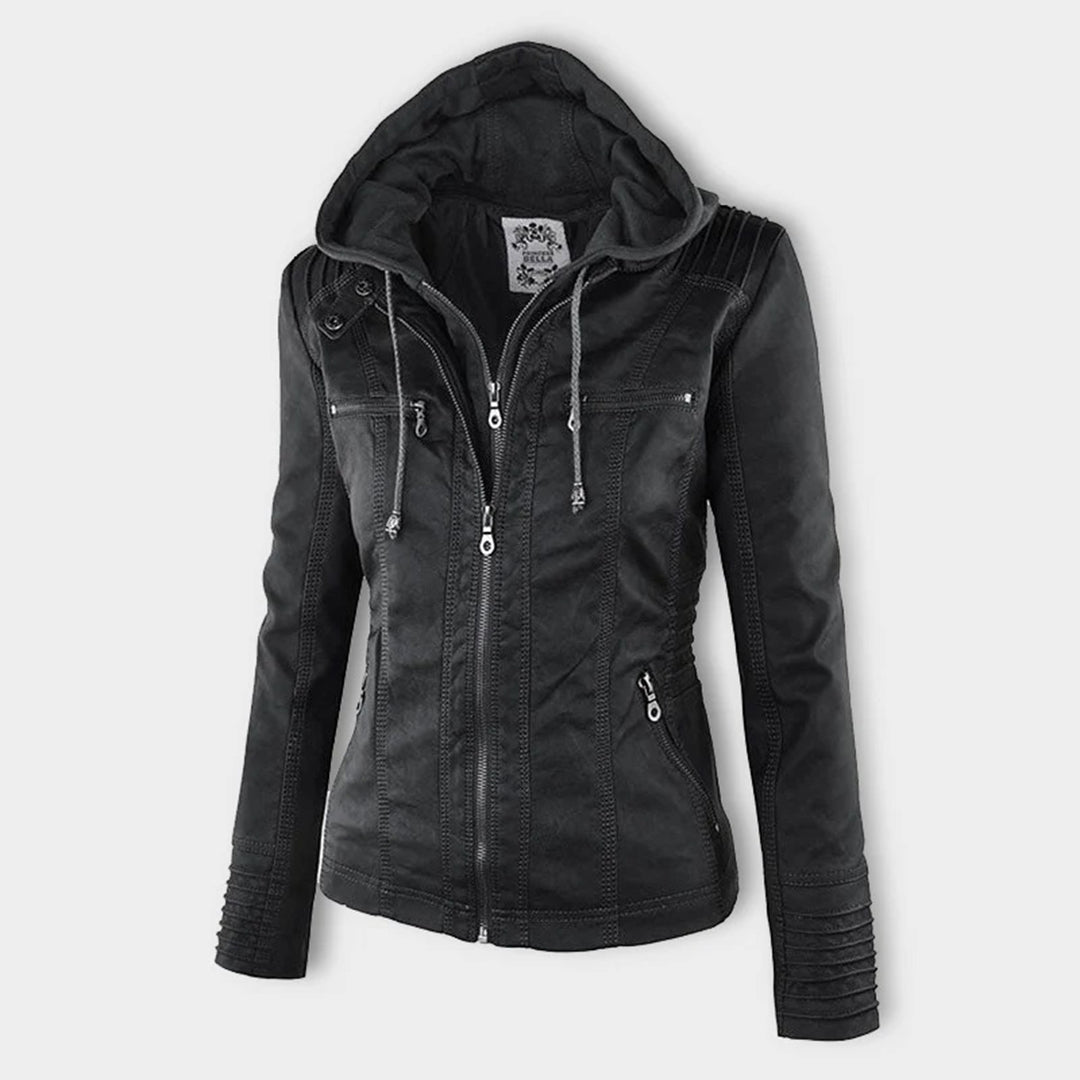 Damen Lederjacke mit Kapuze - Herbst/Winter 2023