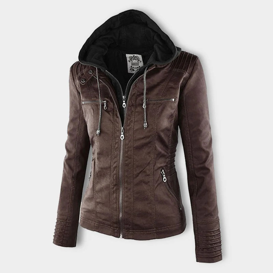 Damen Lederjacke mit Kapuze - Herbst/Winter 2023