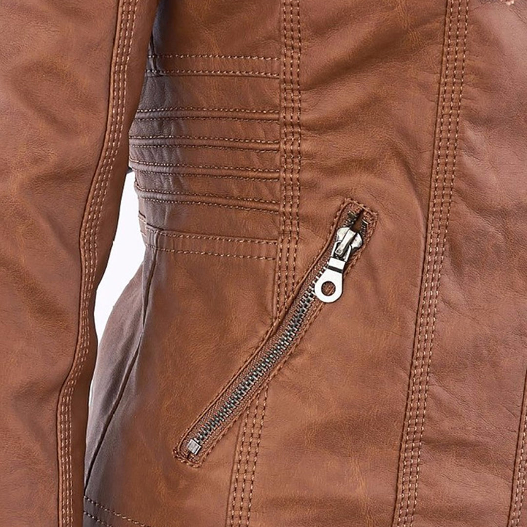 Damen Lederjacke mit Kapuze - Herbst/Winter 2023