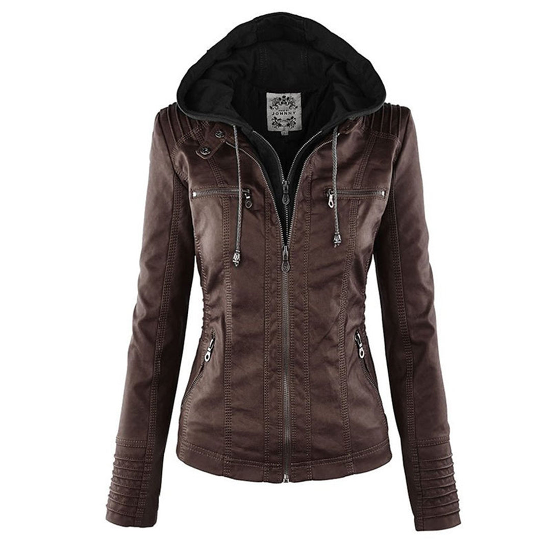 Damen Lederjacke mit Kapuze - Herbst/Winter 2023