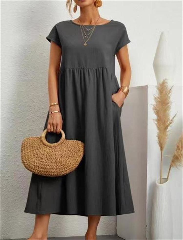 Elegantes Sommerkleid Maxi Kleid Baumwolle Polyester
