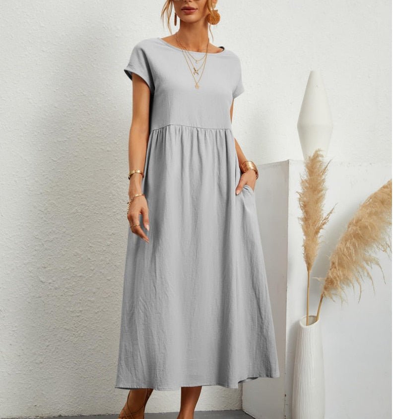 Elegantes Sommerkleid Maxi Kleid Baumwolle Polyester
