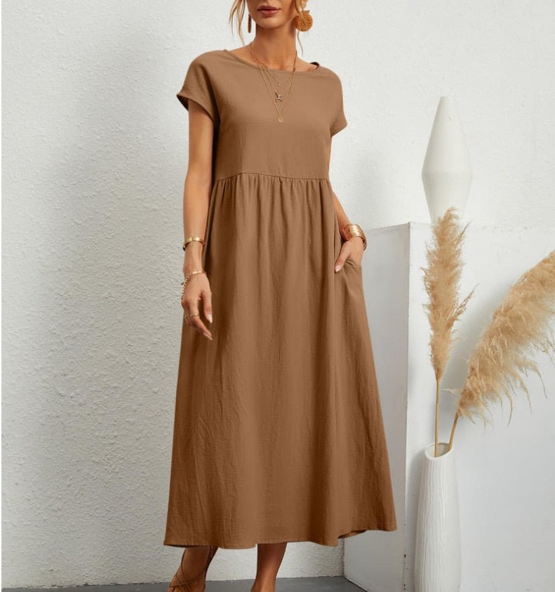 Elegantes Sommerkleid Maxi Kleid Baumwolle Polyester