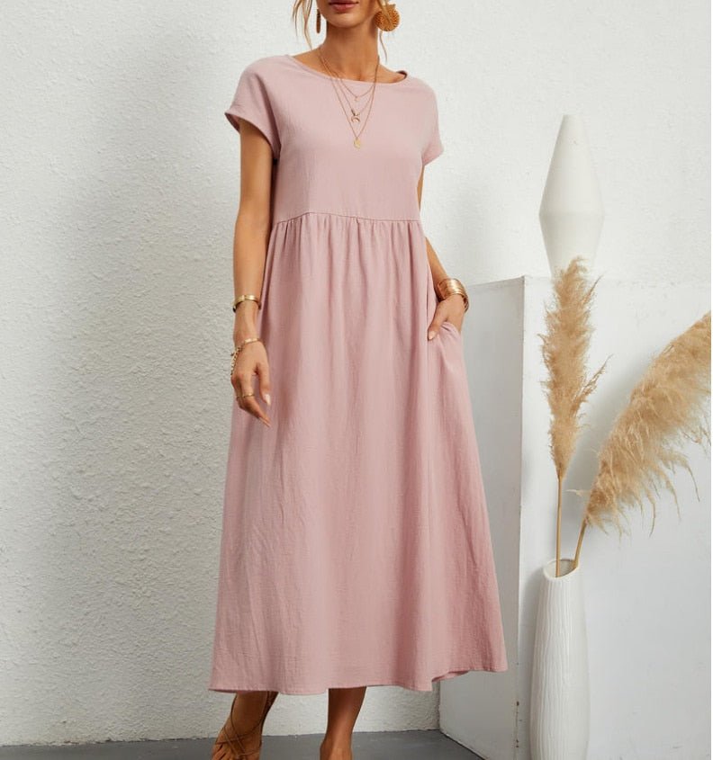 Elegantes Sommerkleid Maxi Kleid Baumwolle Polyester
