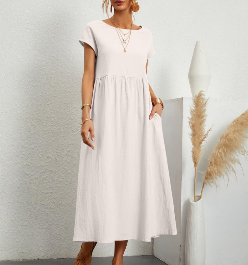 Elegantes Sommerkleid Maxi Kleid Baumwolle Polyester