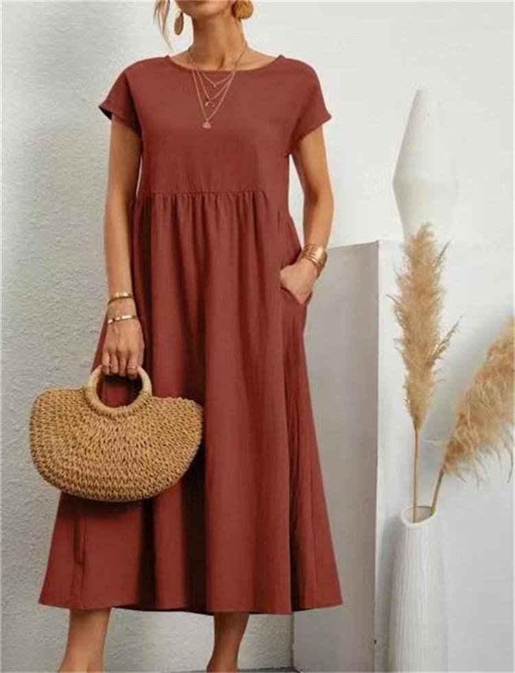 Elegantes Sommerkleid Maxi Kleid Baumwolle Polyester