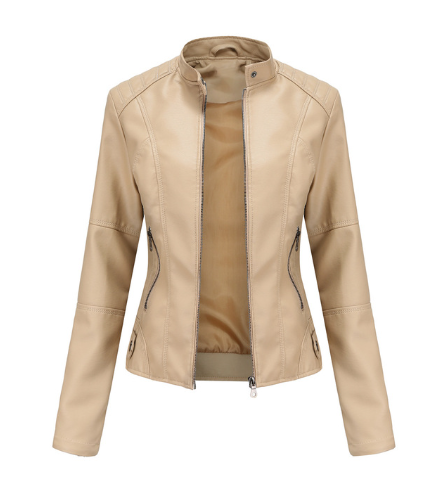 Damen Lederjacke mit Mao-Kragen Eleganter & Klassischer Look