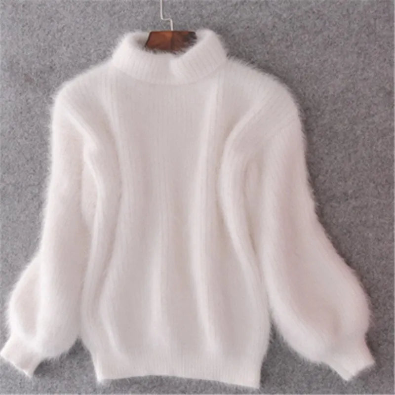 Vintage Angora Pullover Damen Pullover fest gestrickt