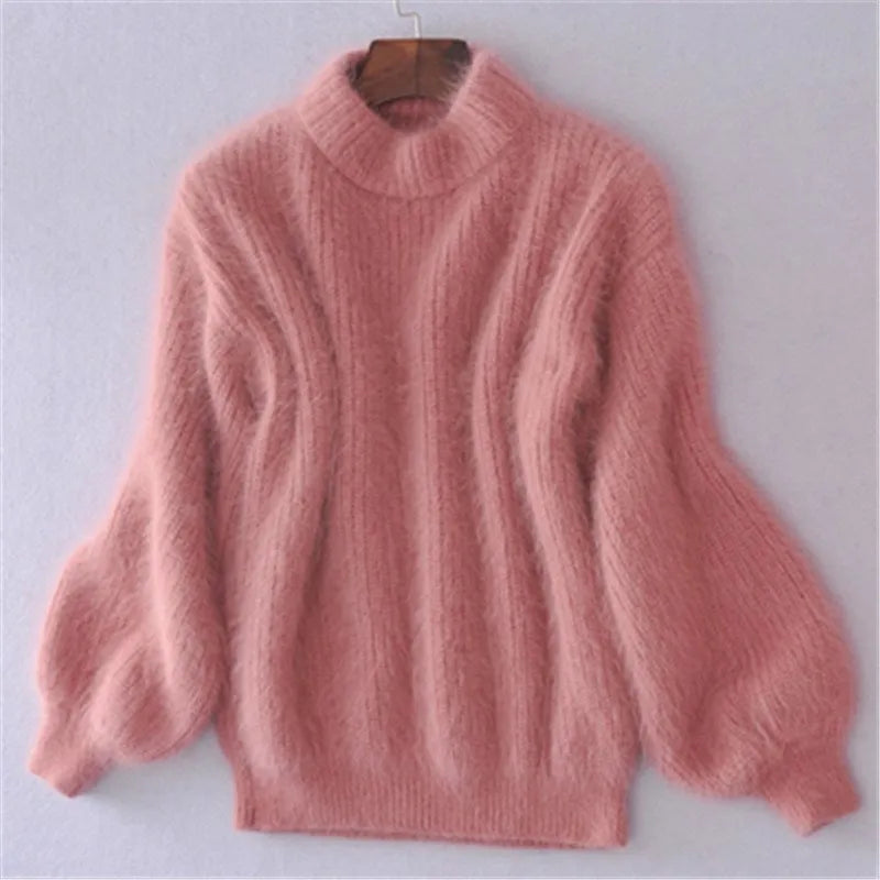 Vintage Angora Pullover Damen Pullover fest gestrickt