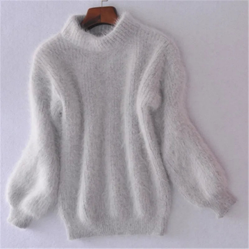 Vintage Angora Pullover Damen Pullover fest gestrickt