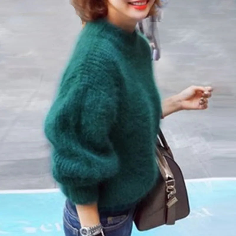 Vintage Angora Pullover Damen Pullover fest gestrickt