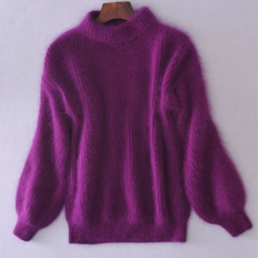 Vintage Angora Pullover Damen Pullover fest gestrickt