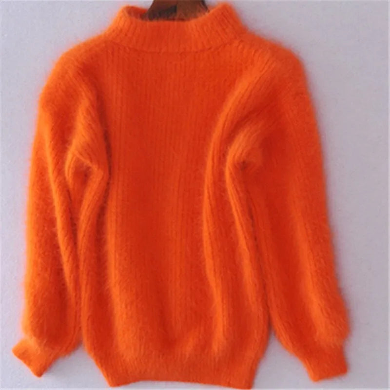 Vintage Angora Pullover Damen Pullover fest gestrickt
