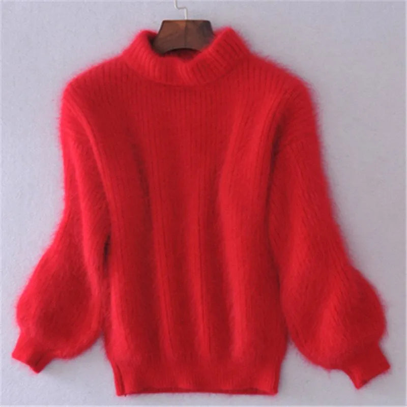 Vintage Angora Pullover Damen Pullover fest gestrickt