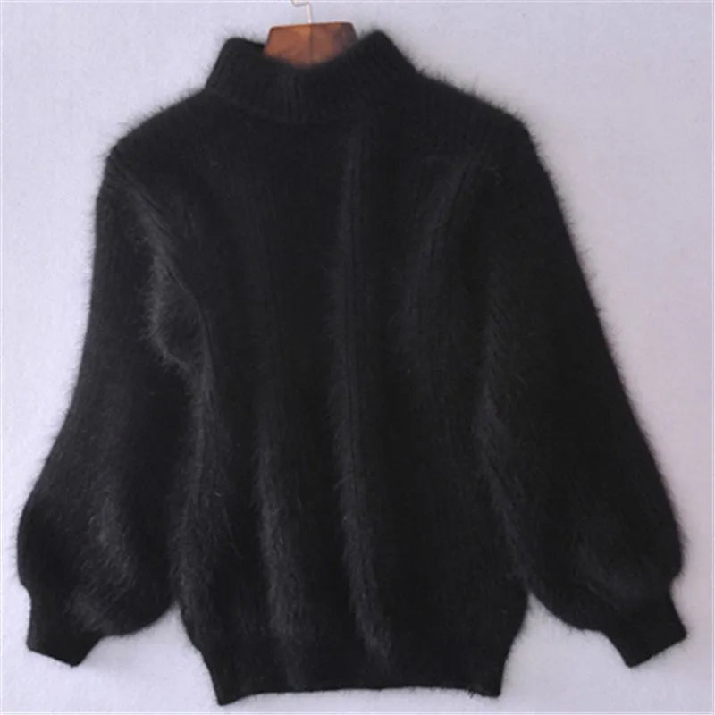 Vintage Angora Pullover Damen Pullover fest gestrickt