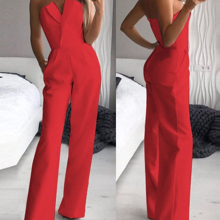 Roter ärmelloser Jumpsuit Damen - Festlich & Elegant