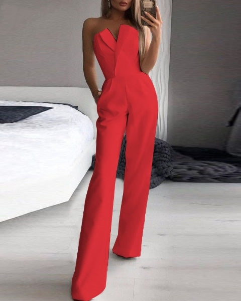 Roter ärmelloser Jumpsuit Damen - Festlich & Elegant