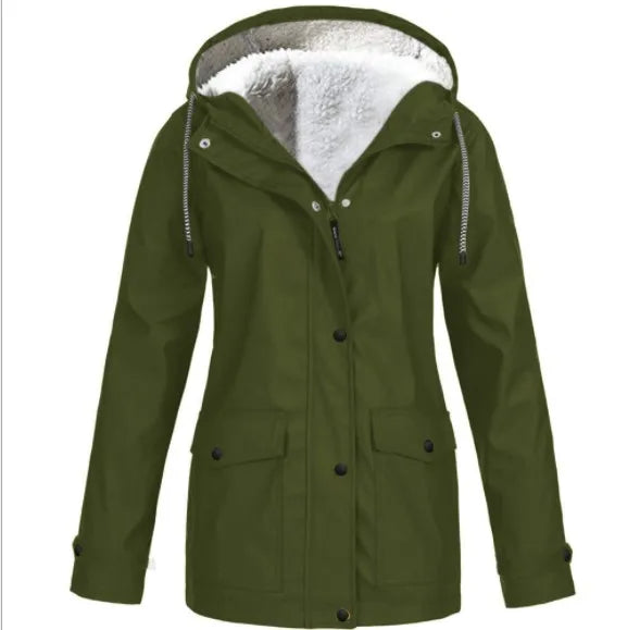 Wasserdichte Outdoorjacke Damen Fleecefutter Winddicht