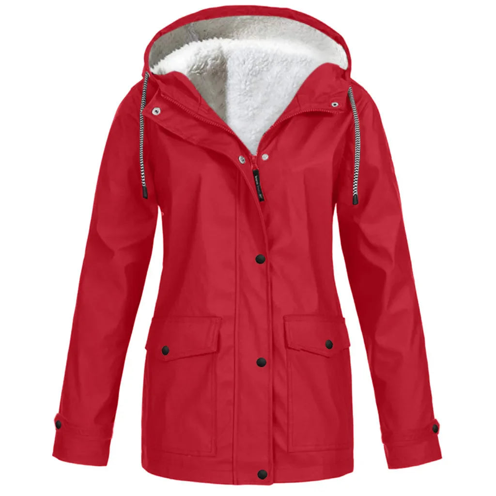 Wasserdichte Outdoorjacke Damen Fleecefutter Winddicht