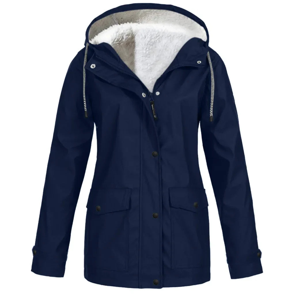 Wasserdichte Outdoorjacke Damen Fleecefutter Winddicht