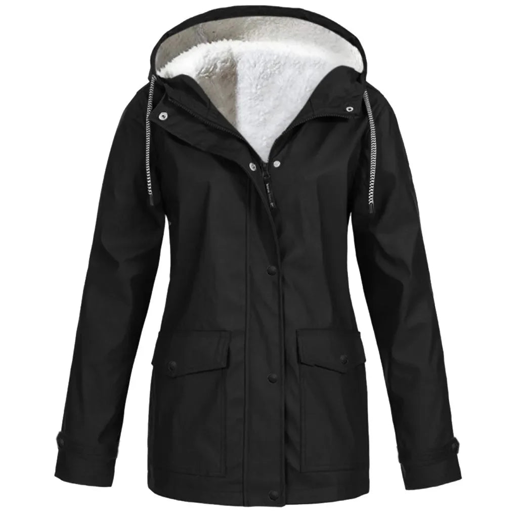 Wasserdichte Outdoorjacke Damen Fleecefutter Winddicht