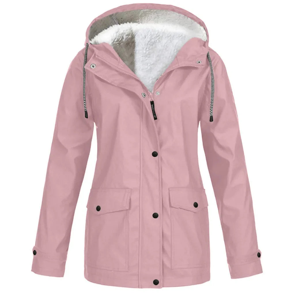 Wasserdichte Outdoorjacke Damen Fleecefutter Winddicht