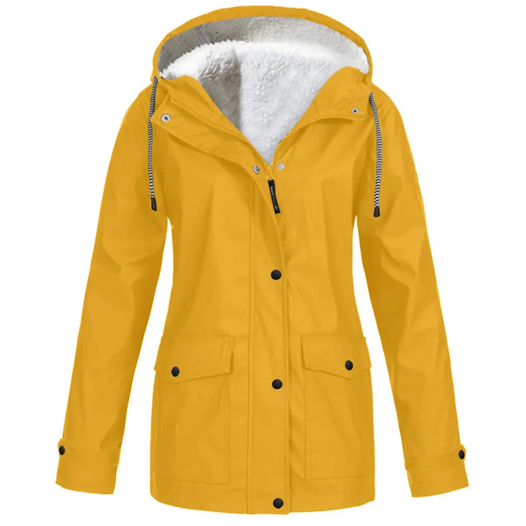 Wasserdichte Outdoorjacke Damen Fleecefutter Winddicht