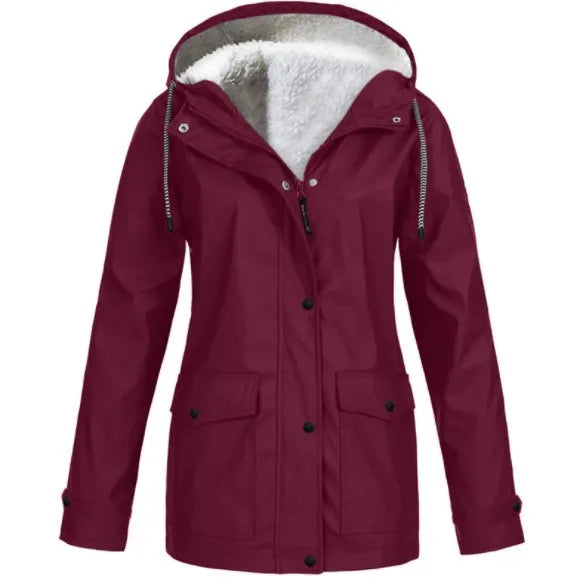 Wasserdichte Outdoorjacke Damen Fleecefutter Winddicht