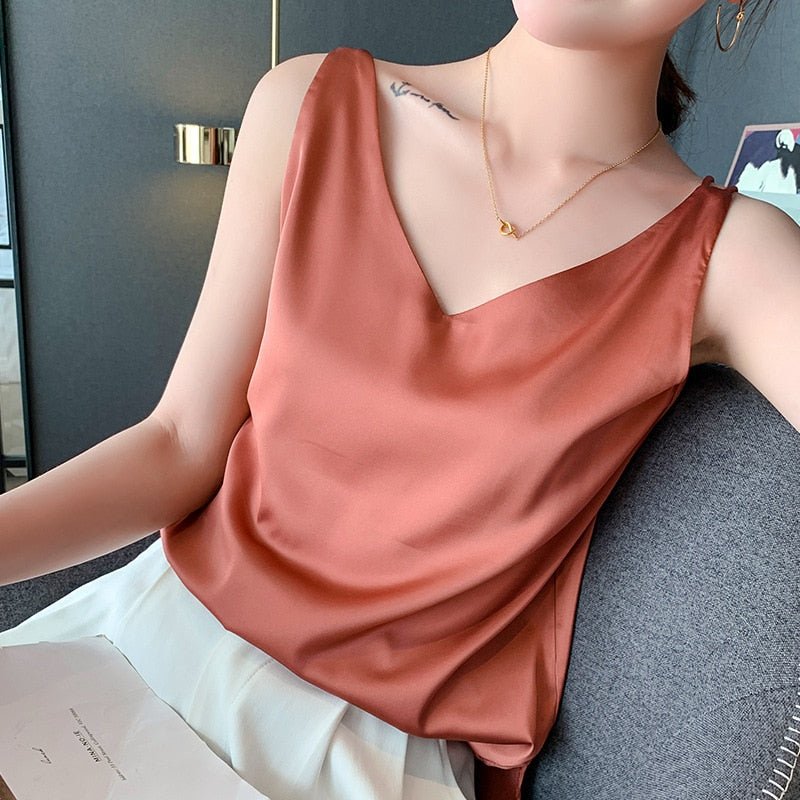 Damen Tanktop Seidig Weiches Top Sommer Atmungsaktiv