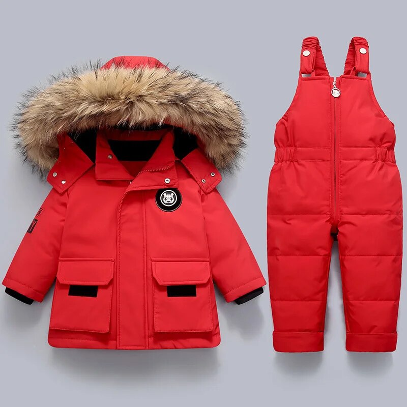 Kinder Wintermantel & Overall Set Warme Winterkleidung für Kleinkinder