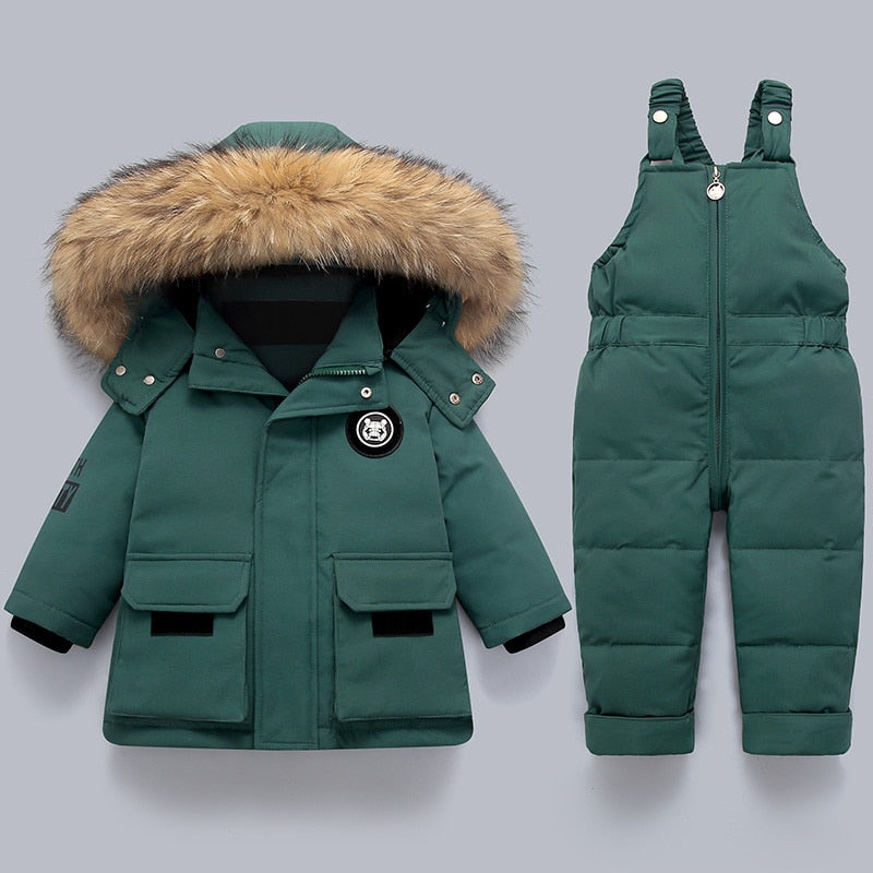 Kinder Wintermantel & Overall Set Warme Winterkleidung für Kleinkinder