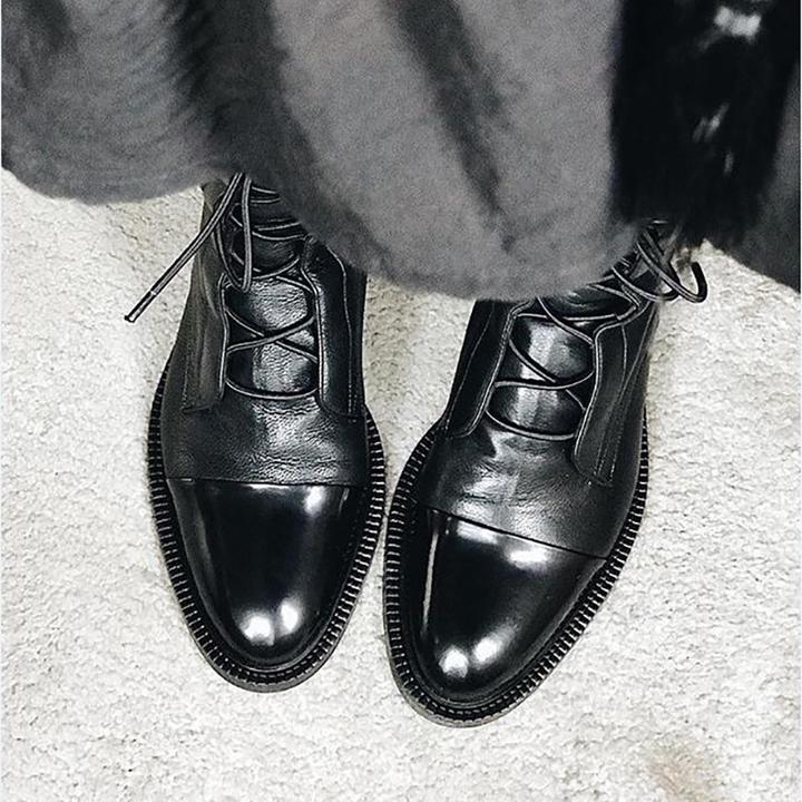 Vintage Damen Stiefeletten mit Absatz - Öko-Leder