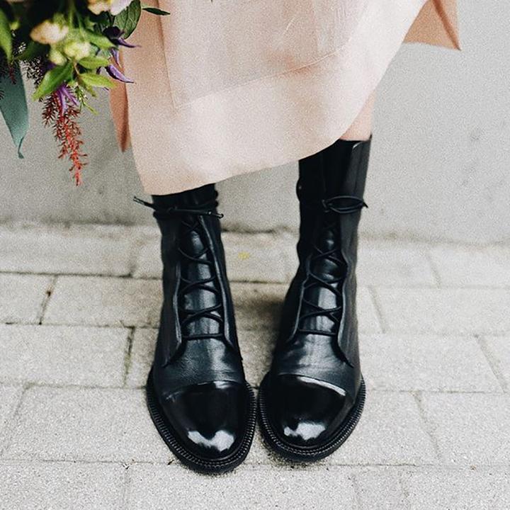 Vintage Damen Stiefeletten mit Absatz - Öko-Leder
