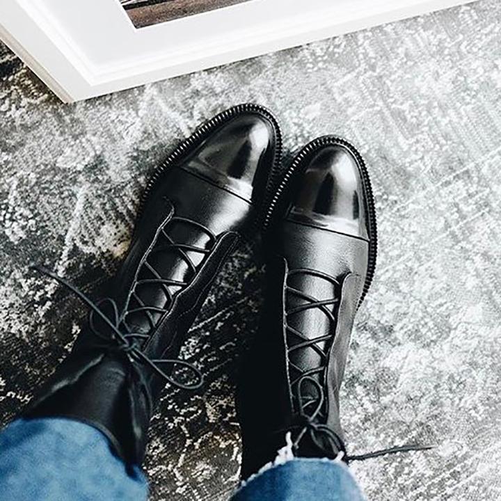 Vintage Damen Stiefeletten mit Absatz - Öko-Leder