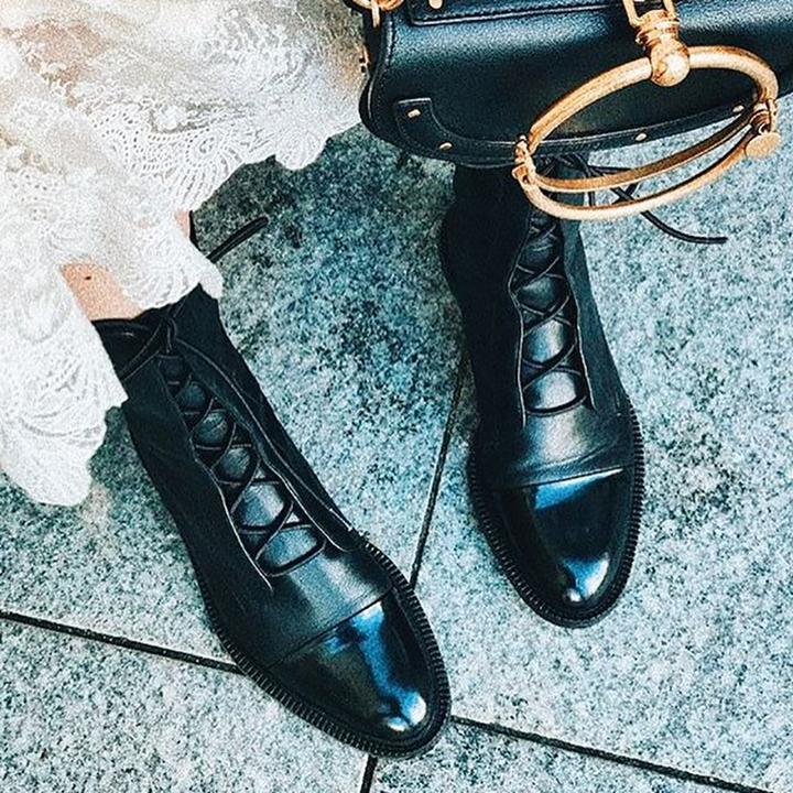 Vintage Damen Stiefeletten mit Absatz - Öko-Leder
