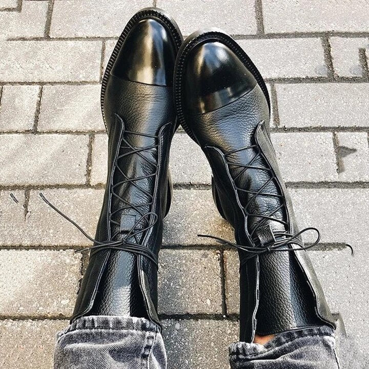 Vintage Damen Stiefeletten mit Absatz - Öko-Leder