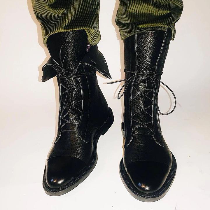 Vintage Damen Stiefeletten mit Absatz - Öko-Leder