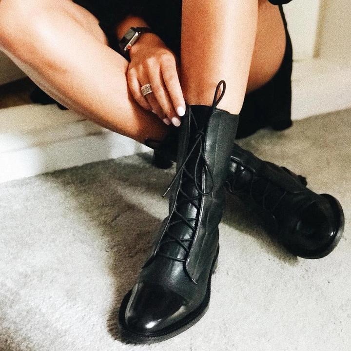 Vintage Damen Stiefeletten mit Absatz - Öko-Leder