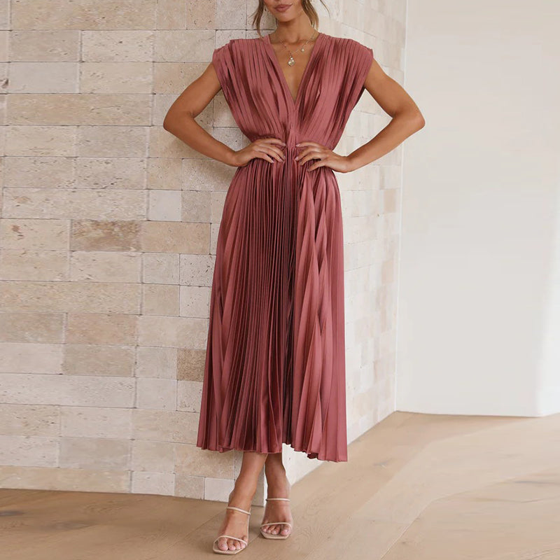 V-Ausschnitt Kleid mit Rückenbindung - Sommerkleid Midi