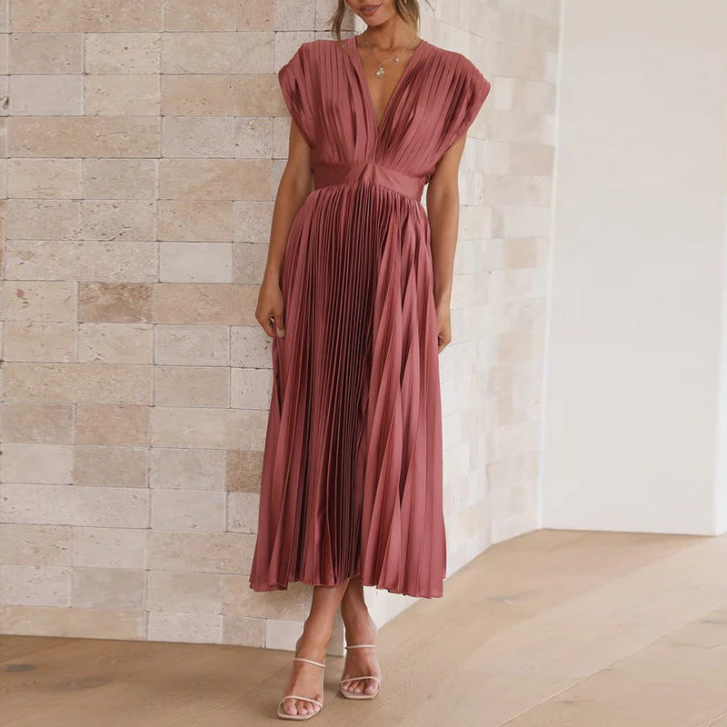V-Ausschnitt Kleid mit Rückenbindung - Sommerkleid Midi