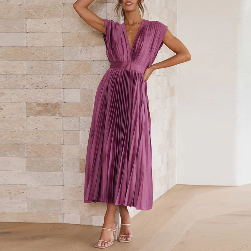 V-Ausschnitt Kleid mit Rückenbindung - Sommerkleid Midi