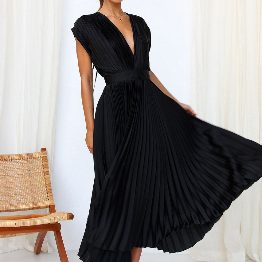 V-Ausschnitt Kleid mit Rückenbindung - Sommerkleid Midi