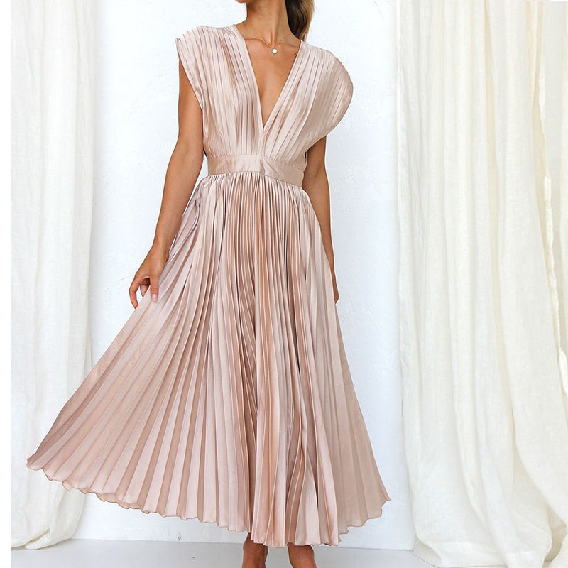 V-Ausschnitt Kleid mit Rückenbindung - Sommerkleid Midi