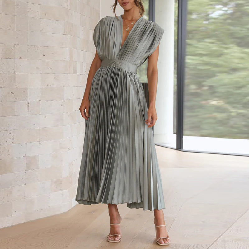 V-Ausschnitt Kleid mit Rückenbindung - Sommerkleid Midi