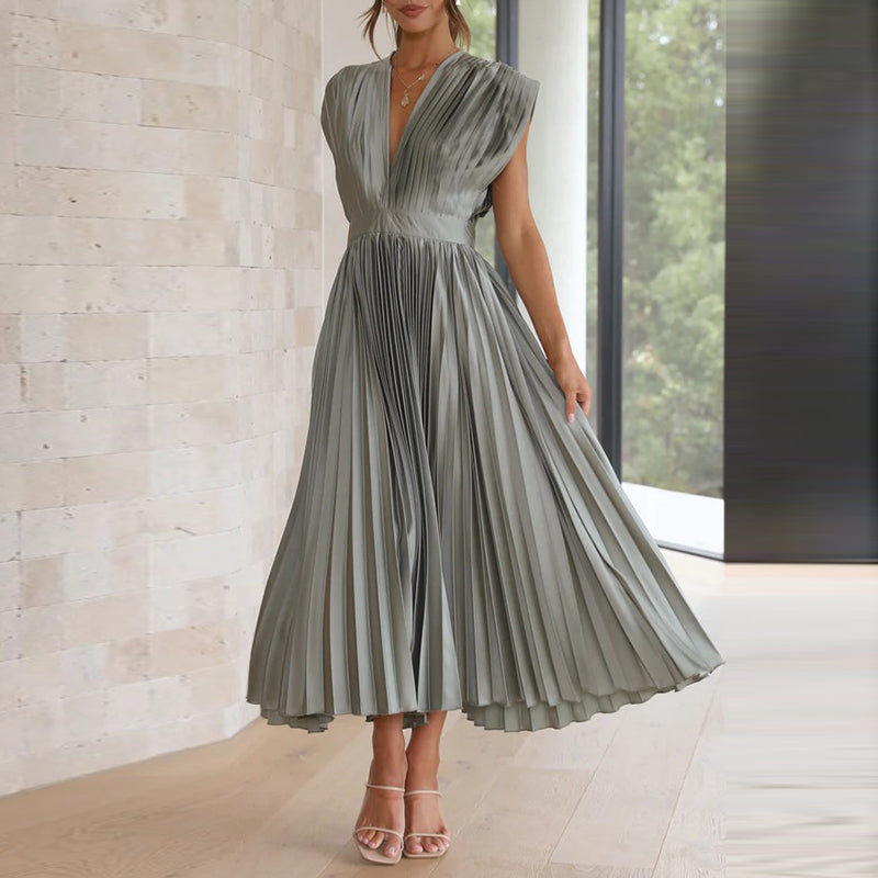 V-Ausschnitt Kleid mit Rückenbindung - Sommerkleid Midi
