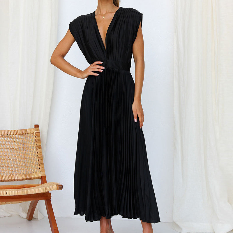 V-Ausschnitt Kleid mit Rückenbindung - Sommerkleid Midi