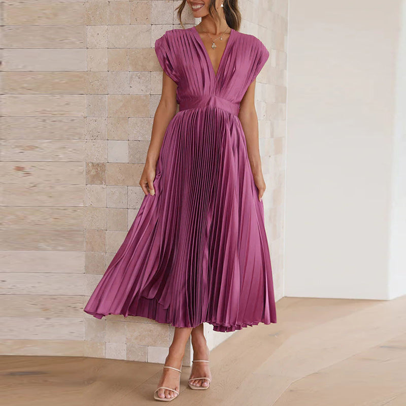 V-Ausschnitt Kleid mit Rückenbindung - Sommerkleid Midi